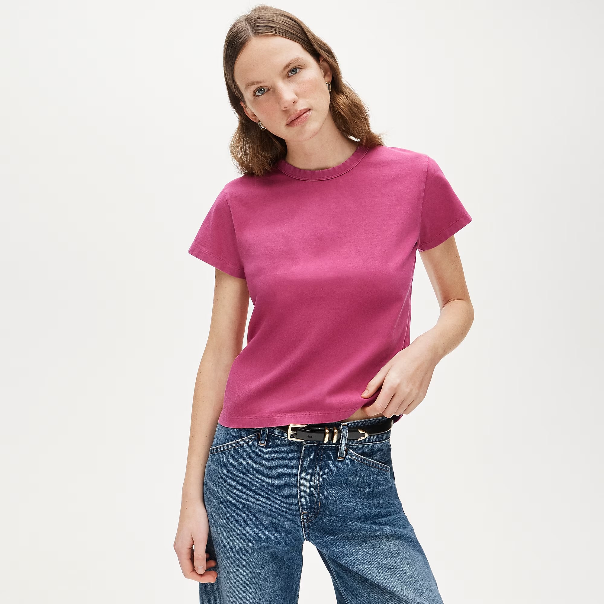 Raspberry Ruby J.Crew boyfriend jersey T-shirt